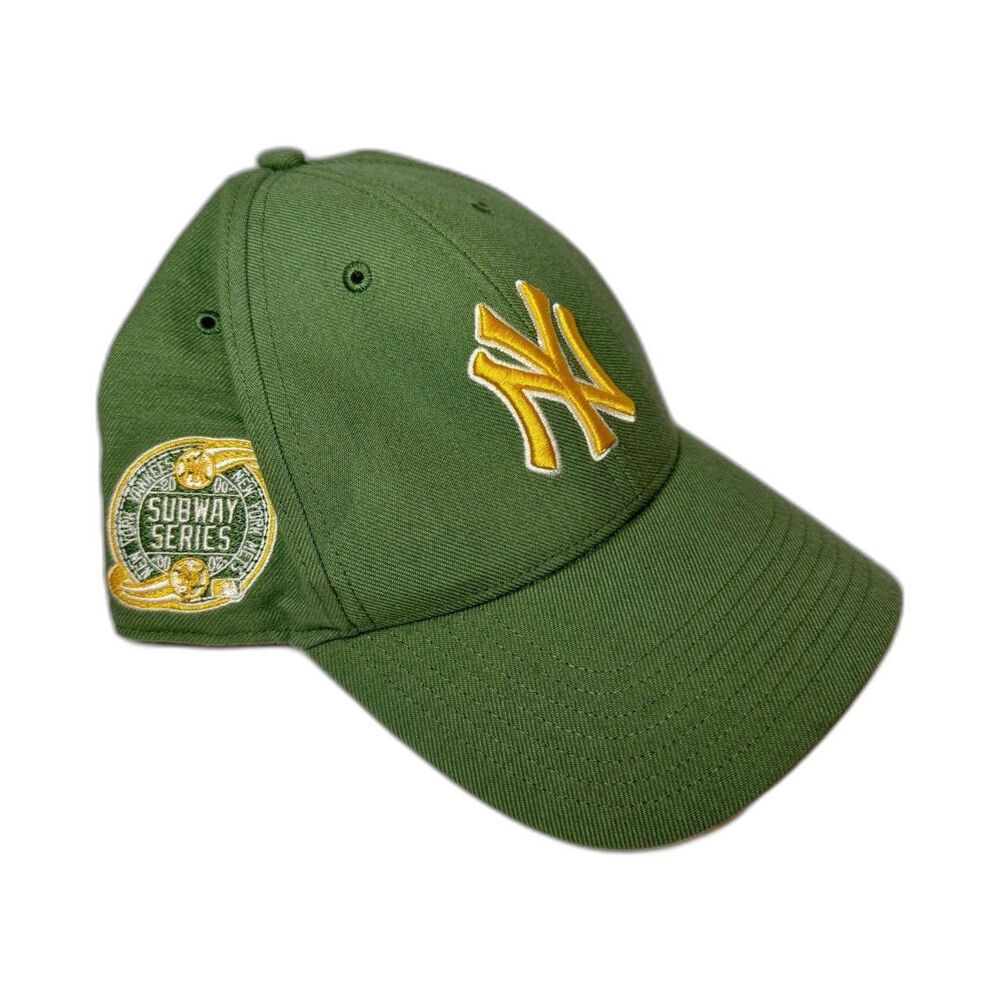 ’47 Clean Up New York Yankees Subway Series Strapback Hat Green Yellow Cap EUC
